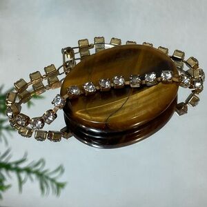 Vintage Rhinestone Link Tennis Bracelet. Mid-Century-Modern Cosmetic Jewelry EUC